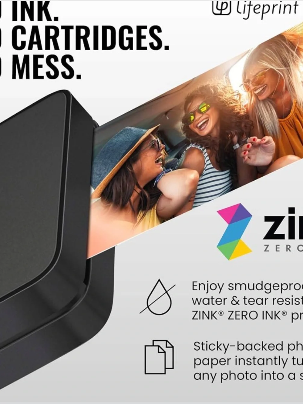 White Portable Photo & Video Printer for iPhone - Bluetooth Instant Prints
